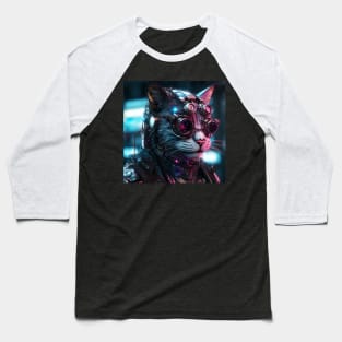 Cyberpunk cat with glasses Baseball T-Shirt